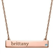 Personalized Planet Women's Rose Gold Plated Name and Birthstone Bar Necklace