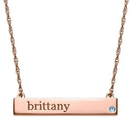 Personalized Planet Women's Rose Gold Plated Name and Birthstone Bar Necklace
