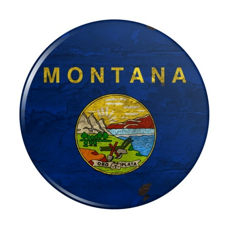 

Rustic Montana State Flag Distressed USA Kitchen Refrigerator Locker Button Magnet