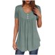 thumbnail image 1 of Camisetas Casuales de Mujer Cuello Redondo de Color Sólido con Diseño de Manga de Botón Ahuecado, Camiseta de Verano Ligera para Uso Diario, 1 of 9