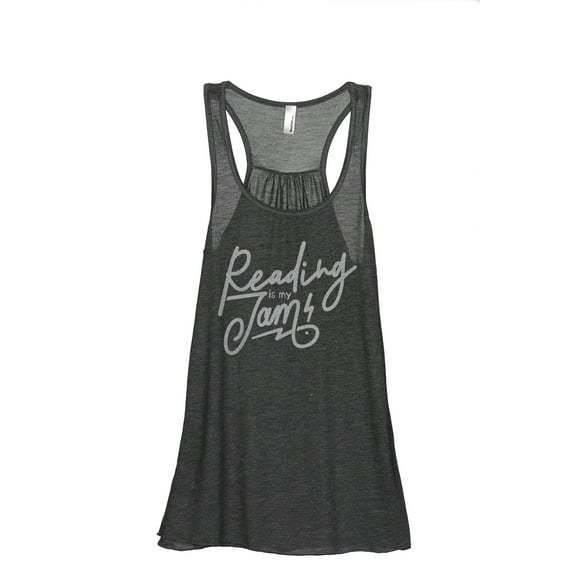 Reading Is My Jam Women's Fashion Sleeveless Flowy Racerback Workout Yoga Tank Top Charcoal Grey 2X-Large