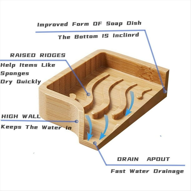 Bandeja Porta Jabón de Bambú, Jabonera de Madera con Drenaje Automático para Bañera, Hotel, Decoración del Hogar