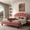 Pink, variant on Bed Frame/Velvet Upholstered Platform Bed Frame with Flower Pattern Headboard/Strong Wood Slats Support/Mattress Foundation/No B