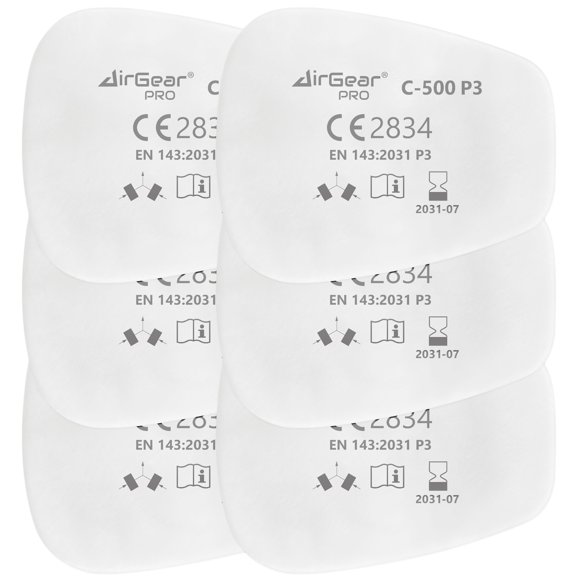 Filtros AirGearPro C-500 P3 para mascarilla respiratoria reutilizable