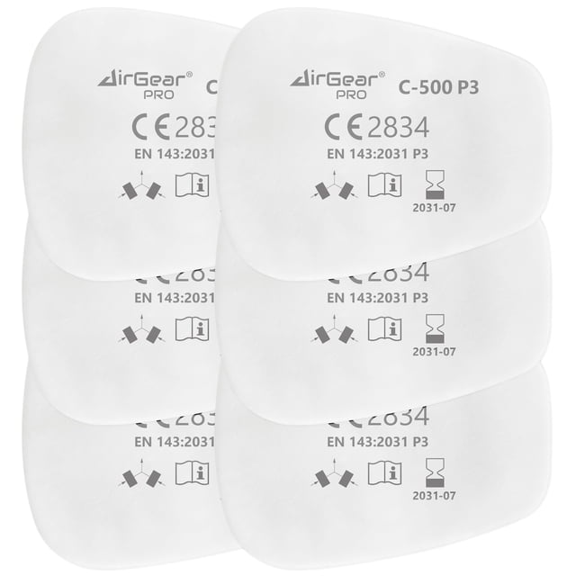 Filtros AirGearPro C-500 P3 para mascarilla respiratoria reutilizable
