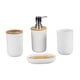 thumbnail image 5 of 4 piezas de accesorios de baño, taza de enjuague bucal, bandeja de jabón decorativa para regalo de inauguración de la casa blanco, 5 of 9