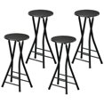 thumbnail image 1 of Set of 4 Foldable Barstools, Counter Height Stools with Dual Footrests and Steel Legs, Black MDF and Metal Stools for Kitchen Island, Dining Area, and Small Spaces, 24" H, 1 of 7