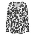 thumbnail image 4 of LYWC Vintage Cowhide Pattern - 1197 Long Sleeve Shirts For Women Oversized Tshirts Tops Tees Fall T-Shirts V Neck, 4 of 7
