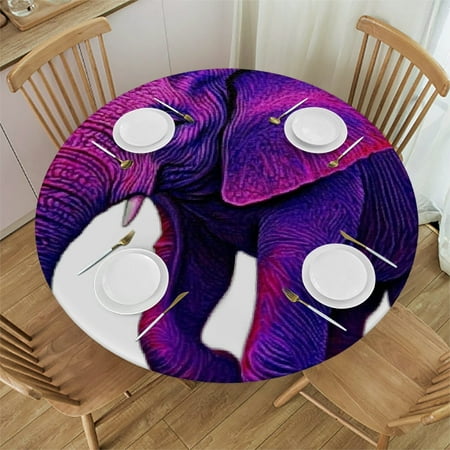 

Autua Purple Elephant Round Tablecloth Stain-Resistant & Washable for Indoor Outdoor Events Ideal for Restaurants Weddings Parties - Home Kitchen Outdoor Decoration Waterproof 42 -46