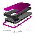 thumbnail image 2 of iPhone 12 mini Case with Tempered Glass Screen Protector , Dteck Heavy Dual Layer Full Protection Rugged Shockproof Case Hard PC Protective Back Cover For Apple iPhone 12 mini 5.4 inch, Purple, 2 of 6