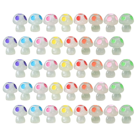 Minkissy 40 Pieces Mini Mushroom Figurines Resin Miniatures for Indoor Home Decoration and Craft Accessories