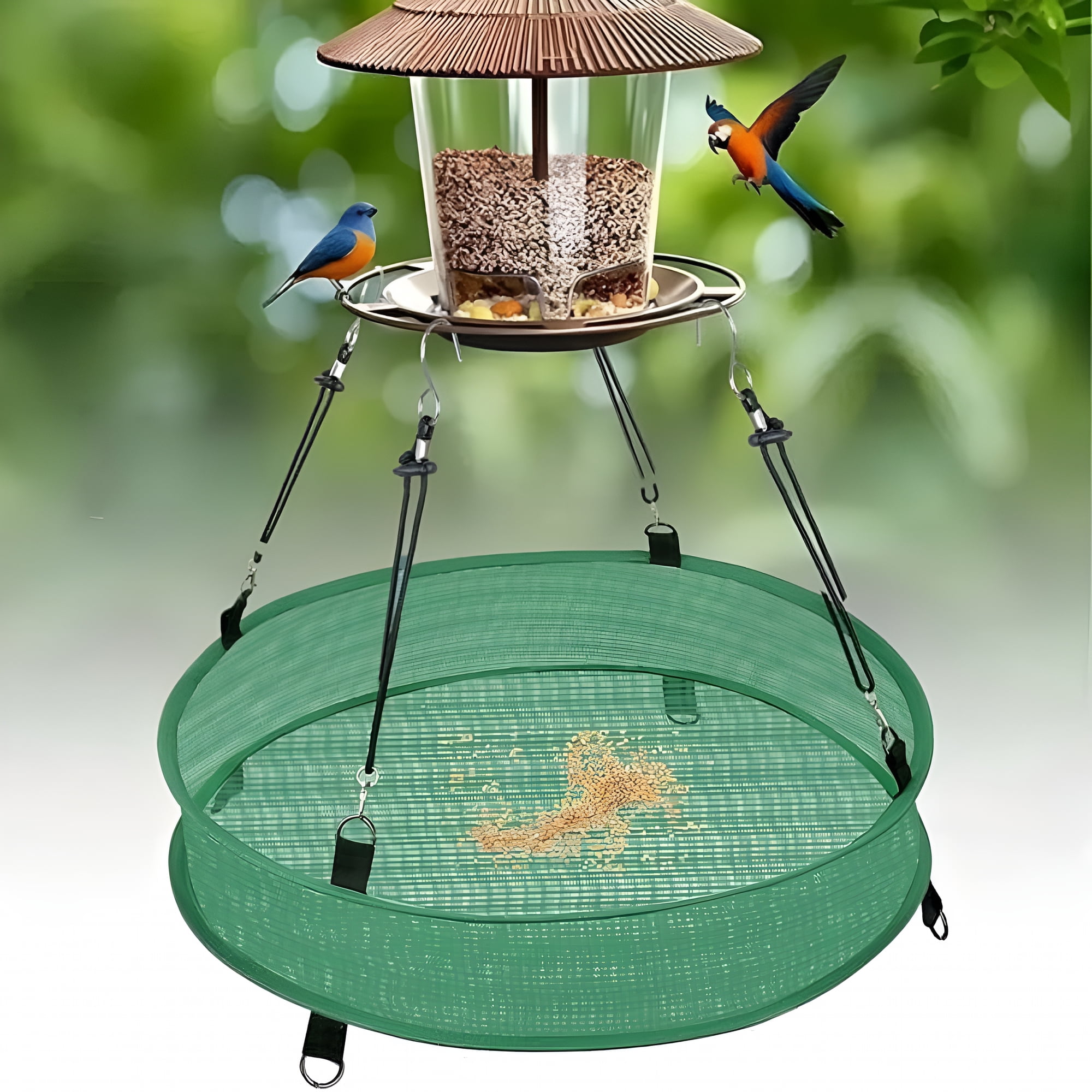 ACDANC Bird Feeder Catcher Tray,Platform Tray Bird Feeders for Hanging Bird Feeder,Large Mesh Catchment Tray with Adjustable Hanging Outdoor Garden Accessory