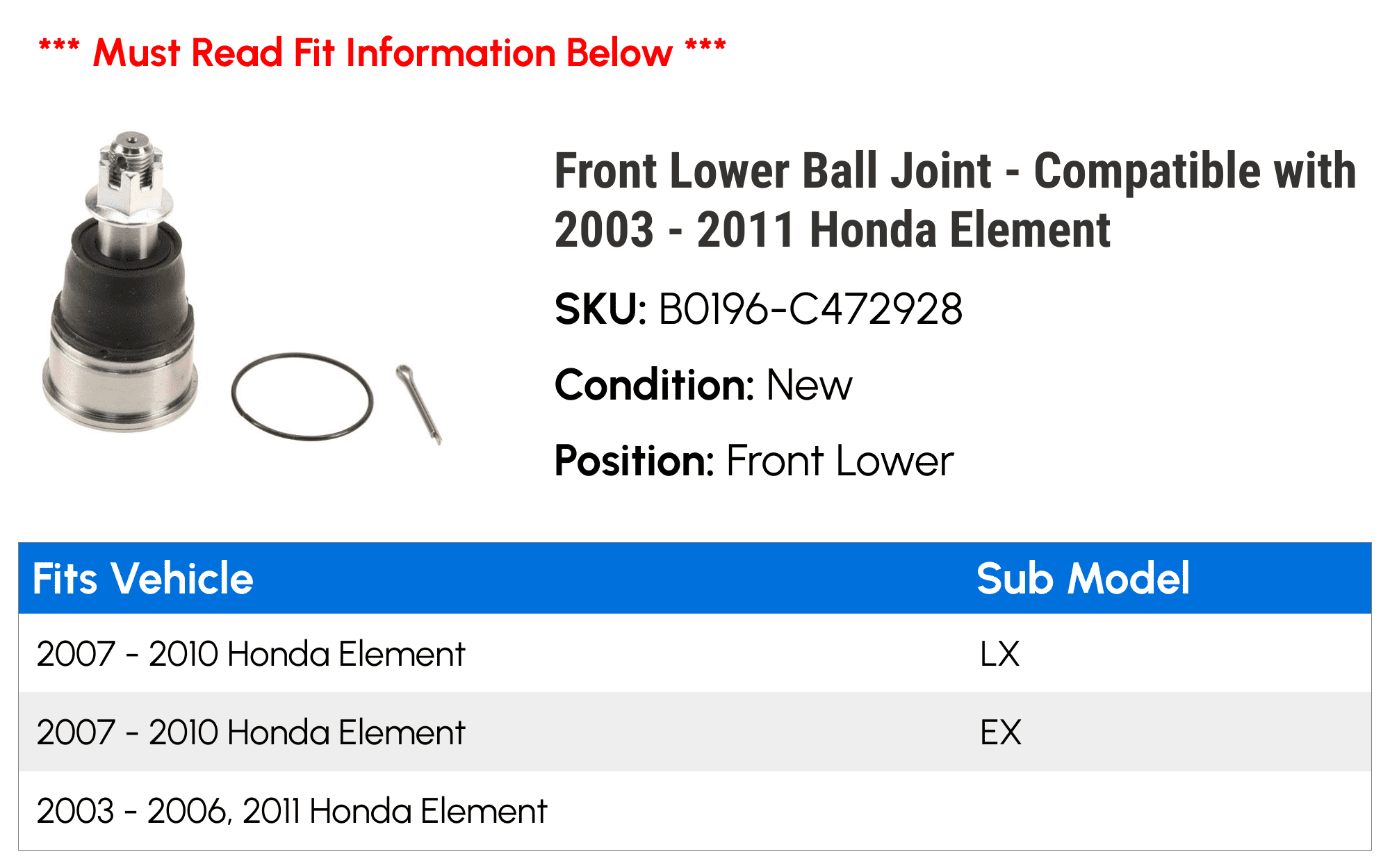 Ball joints worn out after a year?? | Honda Element Owners Club