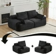 thumbnail image 3 of SEENYOO 84.25" Lounge Sofa, Living Room Couch; Memory Foam Compressed Sofa, 2-Seater Cloud Sectional, Extra Deep Loveseat, Corduroy, No Assembly, Black, 3 of 13