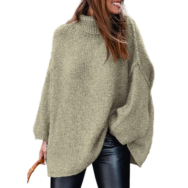 Suéter PRETTYGARDEN 2025 Otoño Cuello Alto Tejido Grueso XL