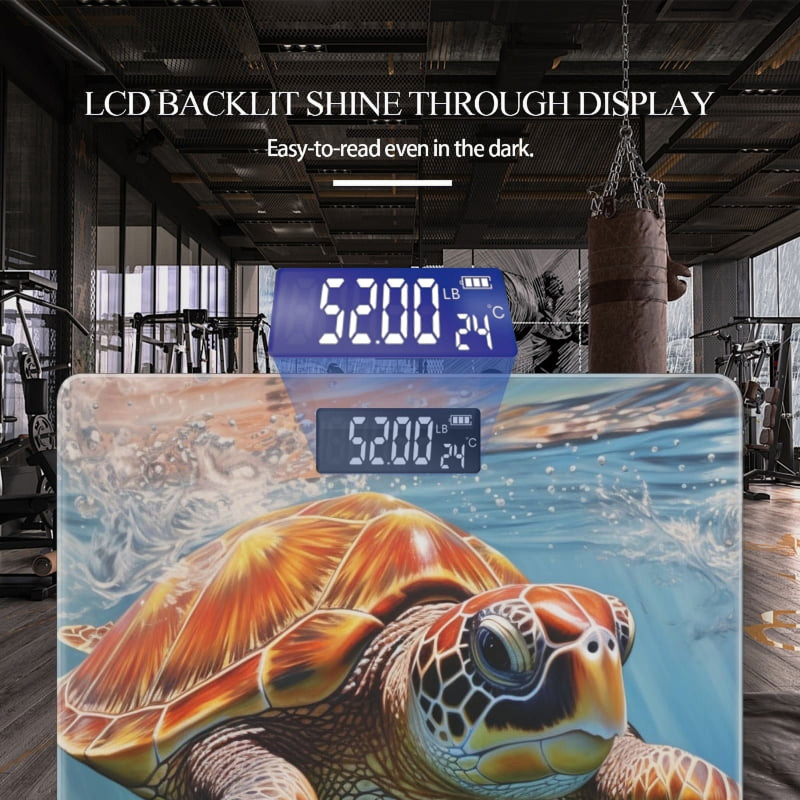 High Precision Body Weight Scale Smart Bathroom Scales with Large LCD Display(400lbs),Decorative for Bedroom-Oil Painting Of Underwater Featuring Majestic Sea Turtle