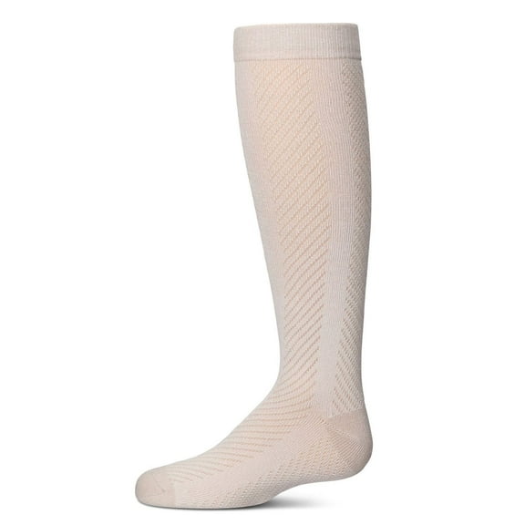 MeMoi  Pointelle Cotton Blend Knee High Sock - Girls - Female, 4, Latte