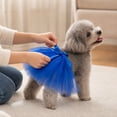 thumbnail image 4 of Pet Tutu Skirt Sparkle Mesh Dog Party Dress with Adjustable Tie for Holiday Cosplay and Festivals Blue S, 4 of 9