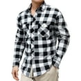 thumbnail image 2 of Lumtrix Mens Plaid Shirts Lapel Collar Casual Long Sleeve Jacket Fashion Button Down Tops woth Pockets White 3XL, 2 of 8