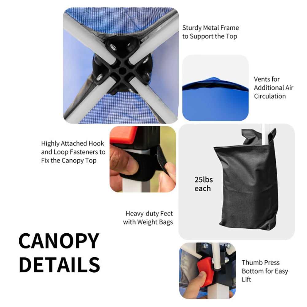 Aimee Lii 10 x 10 Feet Outdoor Pop-up Camping Canopy Tent with Roller Bag, Backyard Canopy Gazebo, Blue Aimee Lii 10 x 10 Feet Outdoor Pop-up Camping Canopy Tent with Roller Bag, Backyard Canopy Gazebo, Blue