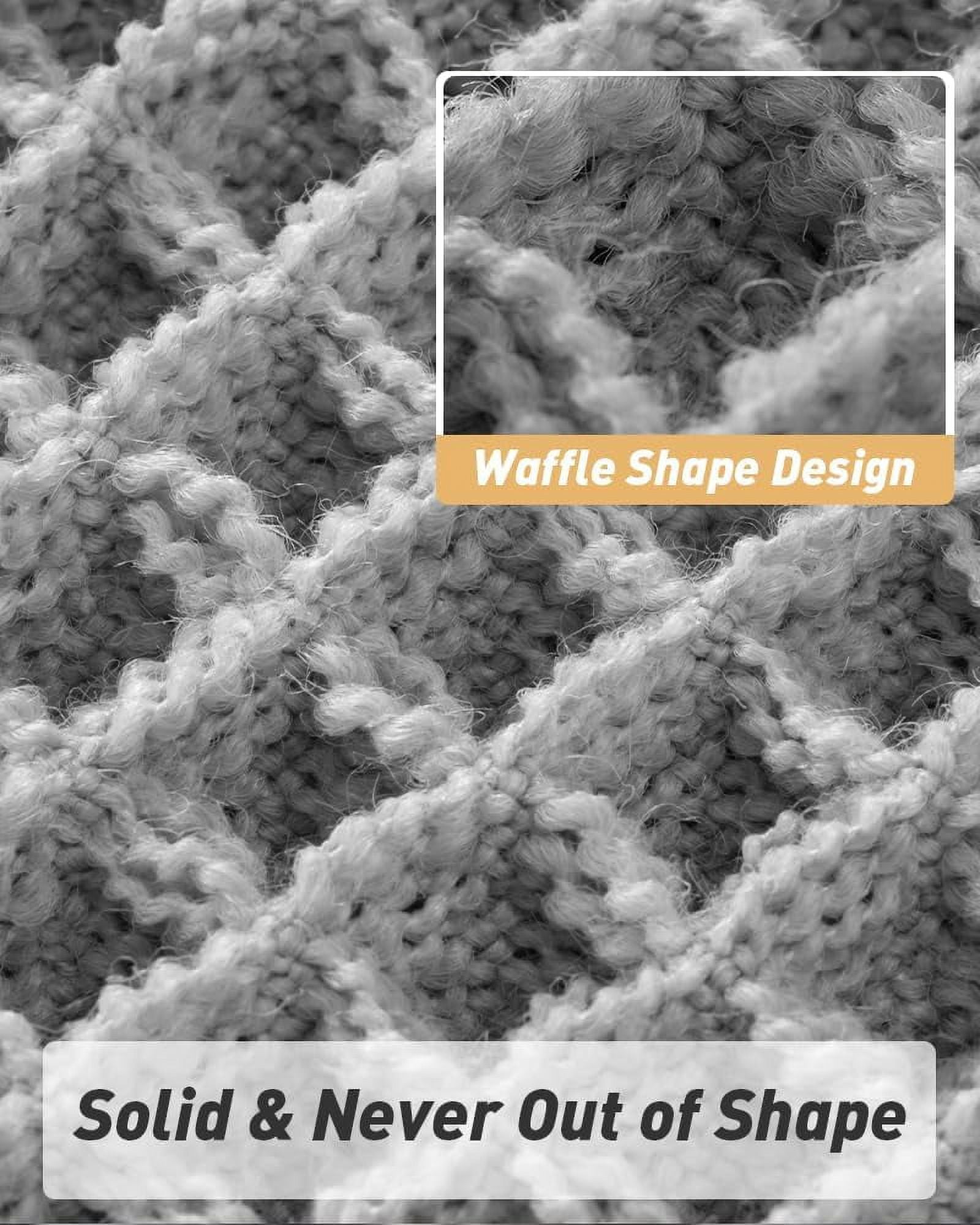 Waffle Bath Mat with Tassels,Absorbent Non Slip Bathroom Rug,Machine Washable Ultra Soft Floor Mats,Gray 24"*36"
