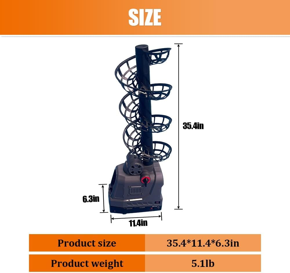 YUEWO Pickleball Machine Tennis Ball Machine Adjustable&Portable Pickleball Launcher with Auto Swing, 3 Angles & 4 Speeds AC/Batteries 26 Pickleballs Capacity