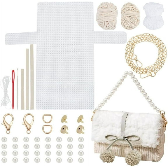 1set DIY Knitting & Crochet Handbags Kit Mesh Plastic Canvas Kit for Shoulder Bags Crossbody Bags Embroidery Projects Linen