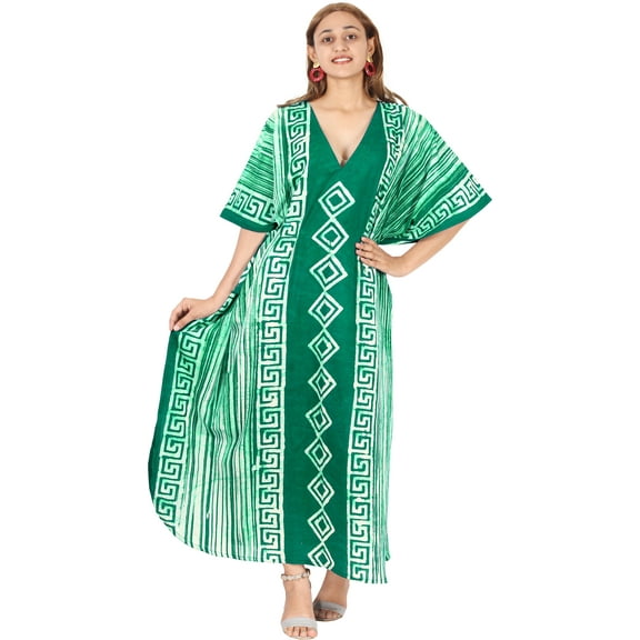 HAPPY BAY Women's Summer Loose Caftan Long Night Evening Gown Loungewear Dashiki House Dresses for Women 2X-3X Mint_AC144