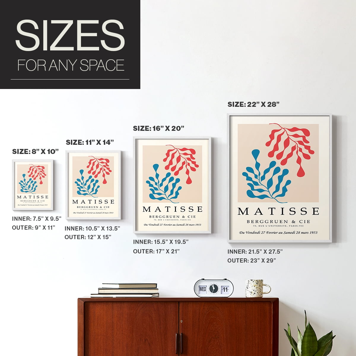 Matisse CCCXXVI in White Solid Wood 16 x 20 Framed Print