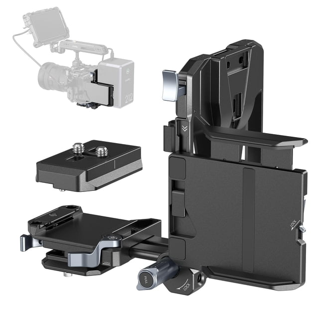 SMALLRIG Foldable V Mount Battery Plate Kit Pro, w/QR Plate for Arca, LCD Screen Protection Bracket & Cable Clips, All-in One Compact Camera Video Ri
