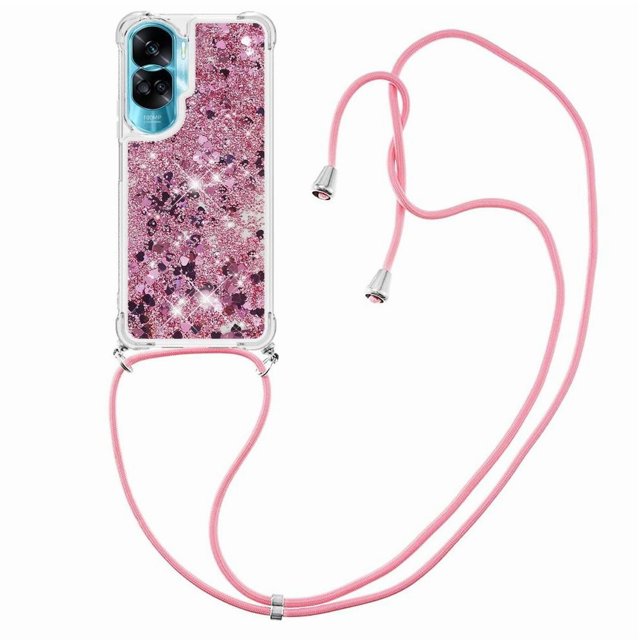 Funda FOXDOCK para Honor 90 Lite con Cuerda Ajustable, Brillo Líquido, Protección Antigolpes y Lente – Ideal para Regalo