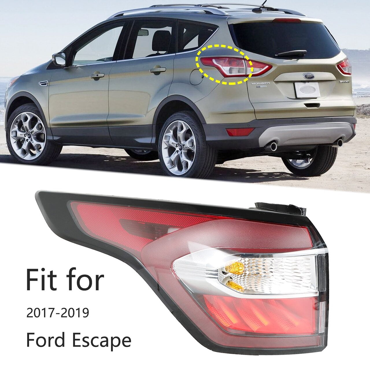 Tail Light Lamp Housing Assembly (Rear Left Driver Side) Fit for Ford Escape 2017-2019