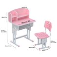 thumbnail image 2 of Fompes Kids Desk and Chair Set Height Adjustable Children Study Desk Graffiti Table Kids Art Table with Storage Drawer Book Stand Multi-Functional for Bedroom & Study Room - Pink, 2 of 8