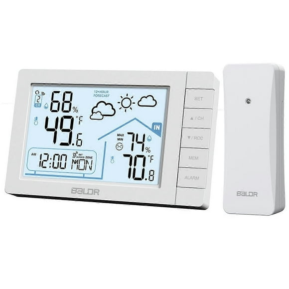 Baldr Station Météo Sans Fil avec Capteur Sans Fil Horloge DCF