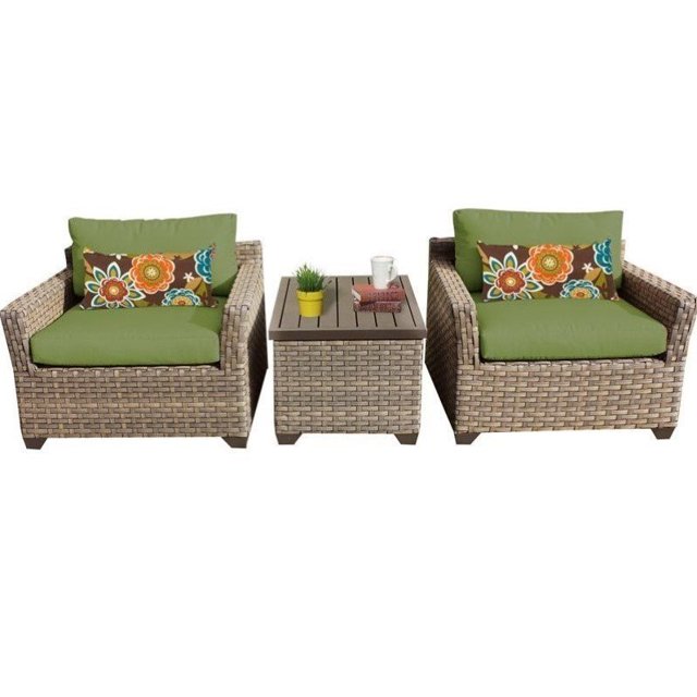 TKC Monterey 3 Piece Outdoor Wicker Sofa Set in Cilantro