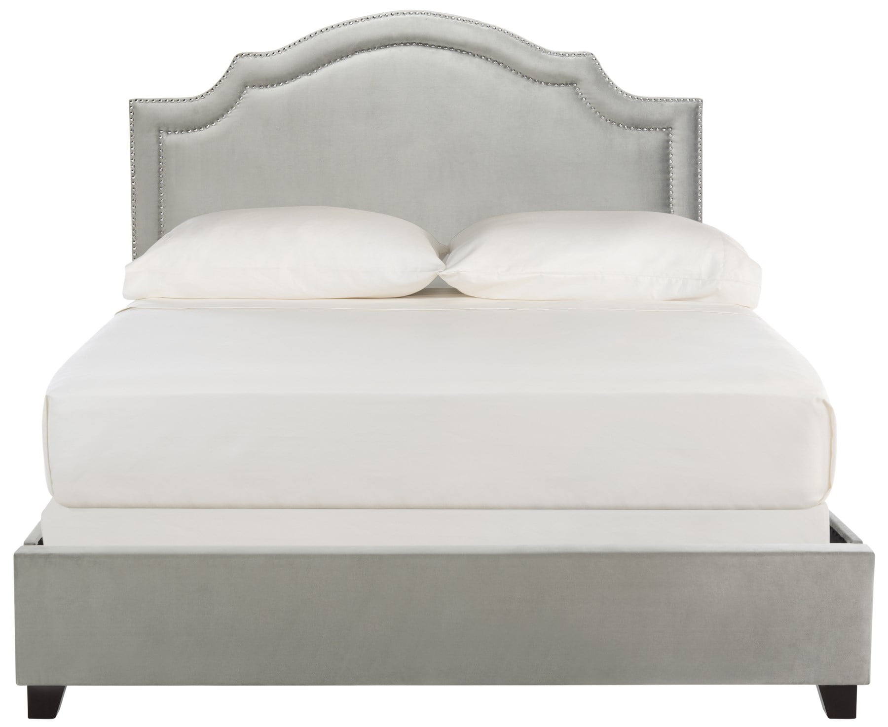 SAFAVIEH Theron Modern Elegant Upholstered Bed Frame with Nail Heads, Full, Pewter