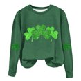 thumbnail image 1 of AherBiu Chandails en Molleton de la Saint-Patrick pour Femmes Col Rond Manches Longues Imprimé Trèfle Doublé en Polaire Vêtements de Printemps, 1 of 4