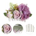 thumbnail image 3 of Unique Bargains 1 Pc Women's Reusable Simulated Flowers Side Comb for Parties Purple Polyester Fabric Iron, 3 of 4