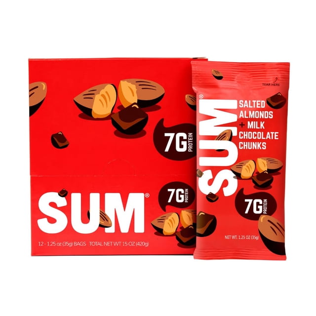 Salted Almonds with Milk Chocolate Chunks Snack Mix – Chocolate Chunks with Salted Nut Mix for Kids and Adults – Individual Packs for Home, School, Office, Party – 1.25 ounce packs - 12 coun