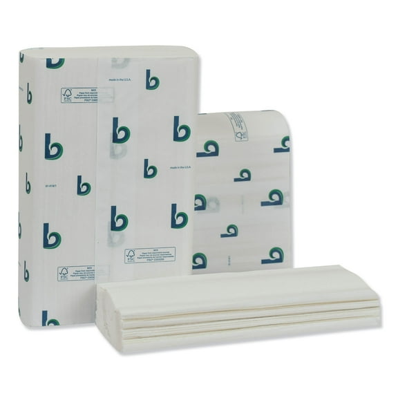 Structured Multifold Towels, 1-Ply, 9 x 9.5, White, 250/Pack, 16 Packs/Carton | Bundle of 5 Cartons