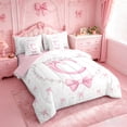 thumbnail image 2 of meiyoeat Pink Monogram Bow 7 Pieces Full Size Bedding Sets For Kids,Girls Ribbon Bowknot Letter C Full Size Bed in a Bag Bowtie Lovers,Pink Reversible, 2 of 7