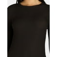 thumbnail image 4 of No Boundaries Ribbed Crewneck Tee with Long Sleeves, 1 or 2-Pack, Women's & Women's Plus XXS-XXL, 4 of 5