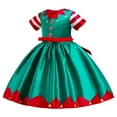 thumbnail image 2 of Girls Christmas Costume Holiday Dress Santa Claus Elf Printed Xmas Eve Party Outfits, 2 of 6