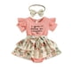 thumbnail image 1 of Vestido Para Niñas, Ropa Para Niñas Pequeñas, Moda Para Niños Pequeños, Estampado De Flores s, Volantes, Mono De Manga Corta, Falda Corta, Traje Con Lazo Rosa Odeerbi LM103-8551, 1 of 9