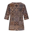 thumbnail image 6 of USSUMA Geometric Rhombus Print Womens Blouses and Tops Dressy 3/4 Sleeve Plus Female Tops Casual Western Ethnic Style Vintage T-Shirts Shirt for Women Trendy V Neck Tunic Plus Size, 6 of 8