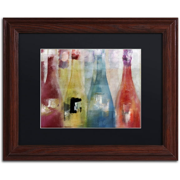 Trademark Fine Art "Bouteilles II" Canvas Art by Color Bakery Black Matte, Wood Frame