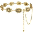 thumbnail image 3 of Monebena Women Concho Chain Belt Western Cowgirl Turquoise Metal Chain Belt for Dress, 3 of 4