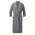 thumbnail image 1 of HBFAGFB Men's Bathrobes Simple Comfortable Pajamas Long Robe Home Clothing with Pockets Grey Size M, 1 of 4