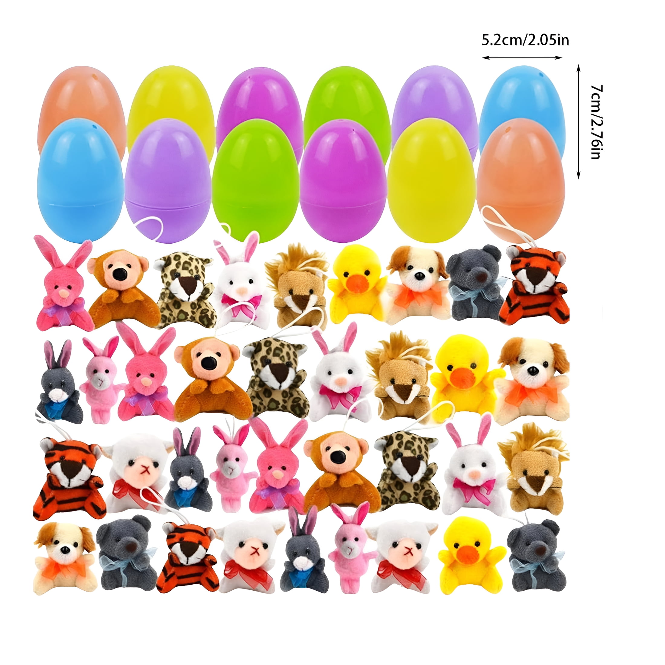 BESTSKY 2026 New Prefilled Easter Eggs of Mini Stuffed Animal Plush Toys Stuffer for Kids Easter Egg Hunt Filler and Party Classroom Prize Supplies 12Pcs / 24Pcs / 36Pcs(B)