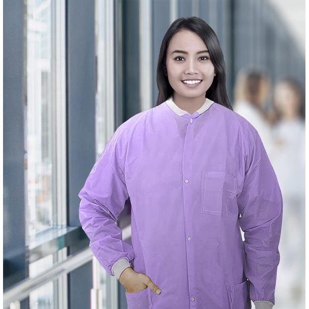 Disposable Purple Lab Coat NuMedical SMS Disposable Lab Coat